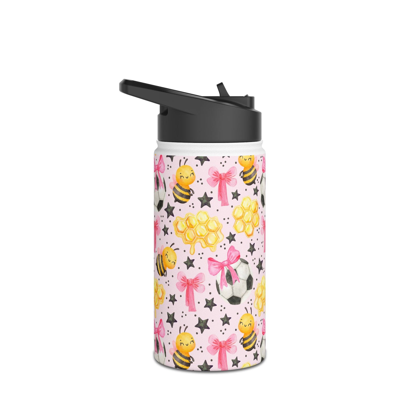 Cute Bees & Soccer Balls Stainless Steel Water Bottle