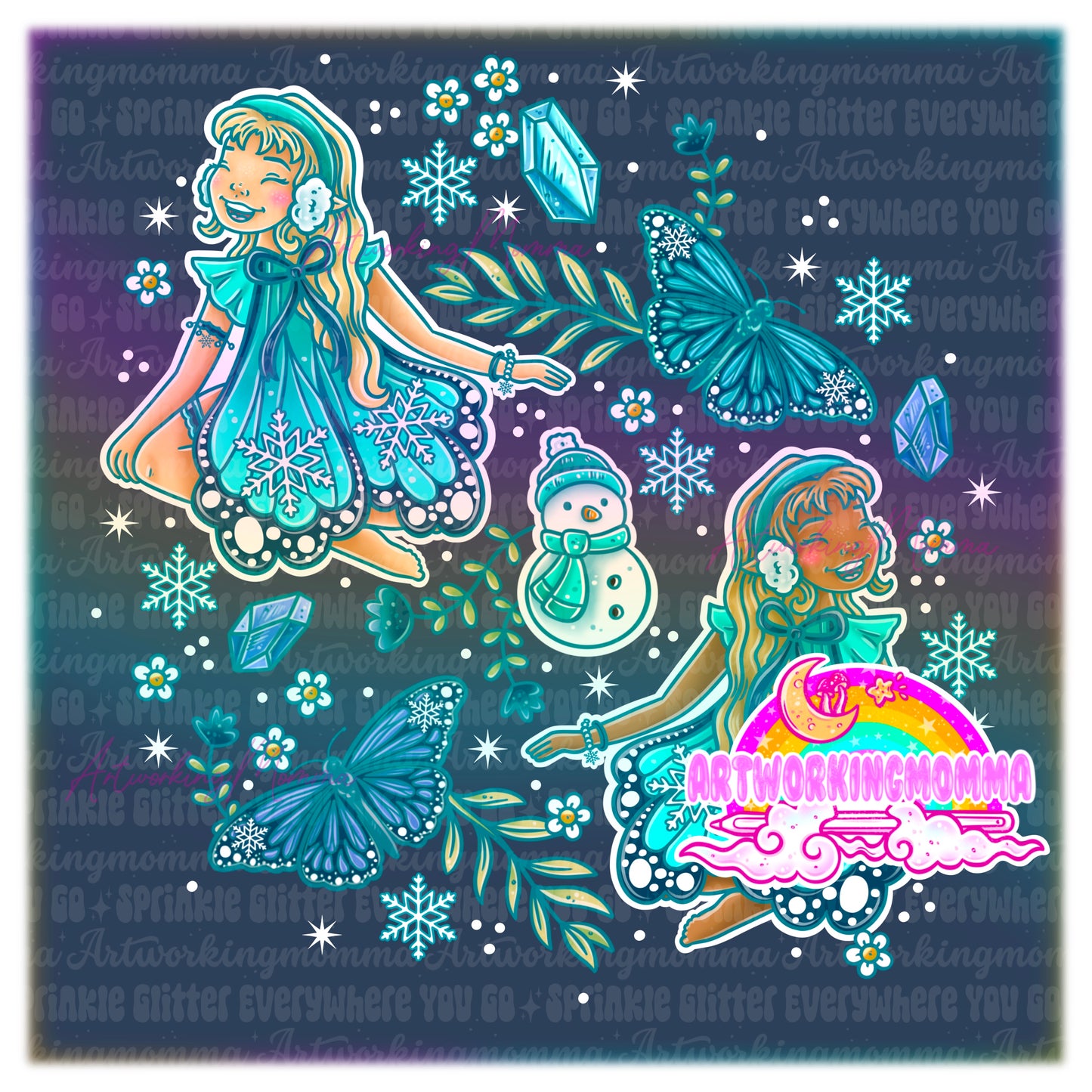 Winter Butterfly Fairy and PNG