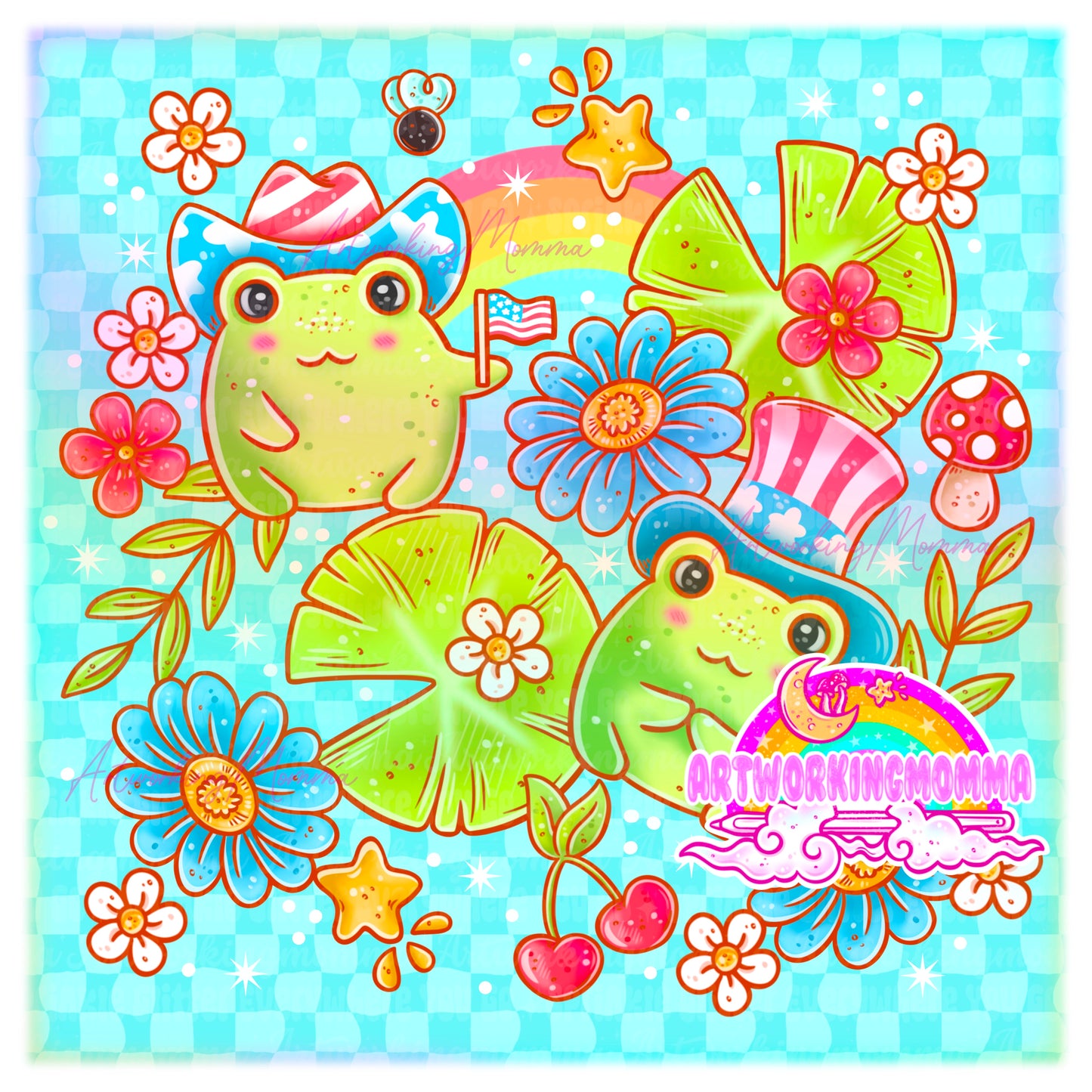 Red White and Blue Frogs