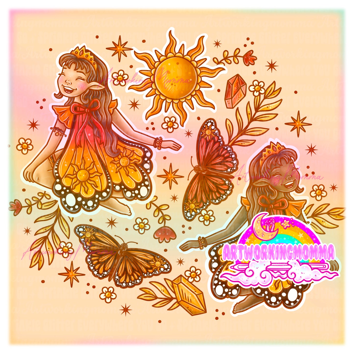 Sun butterfly fairies and PNG