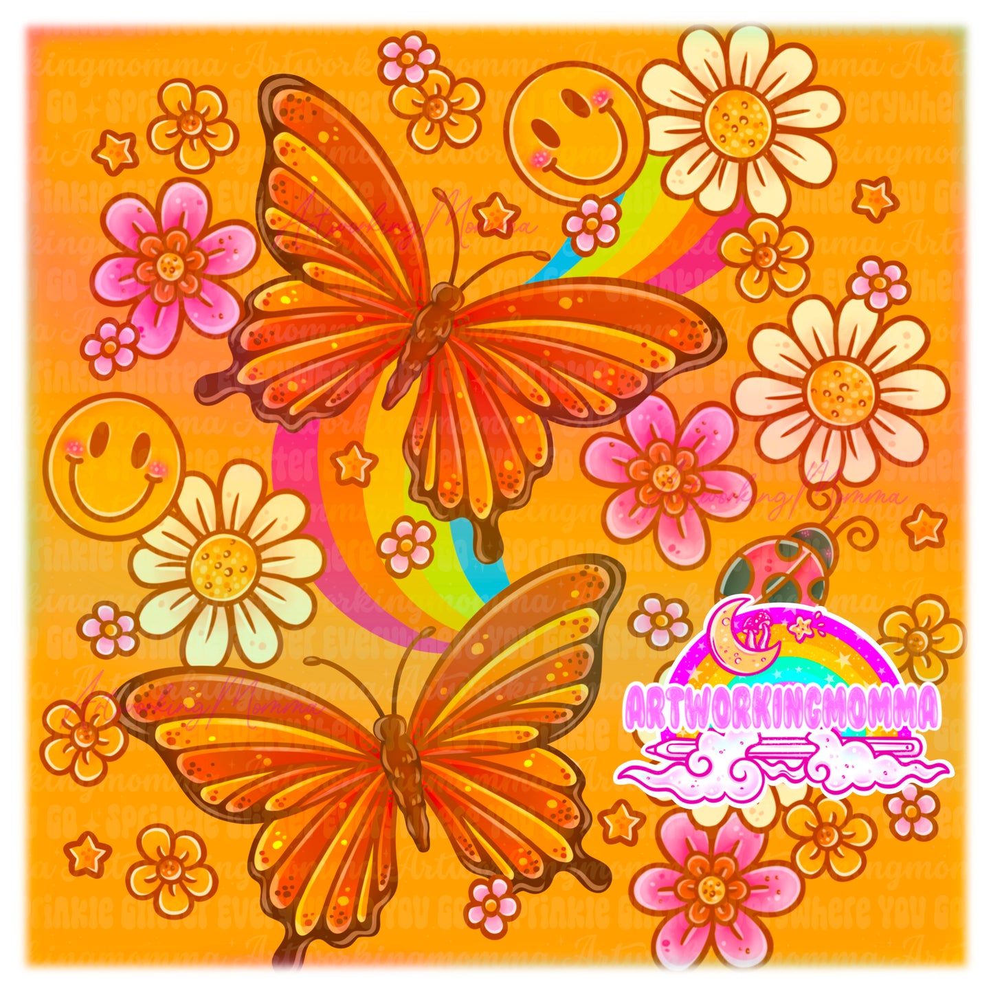 Retro Butterflies and PNG