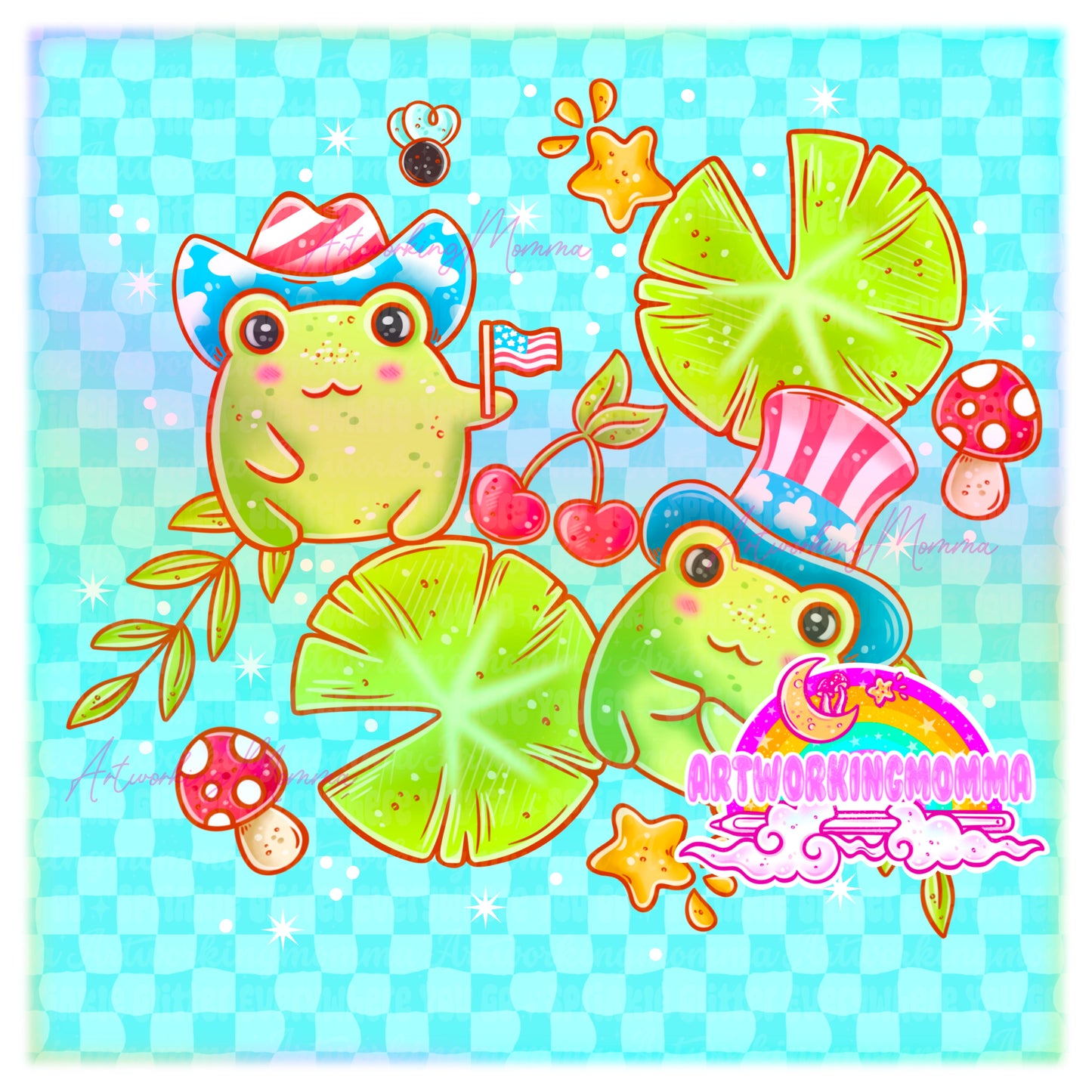 Red White and Blue Frogs