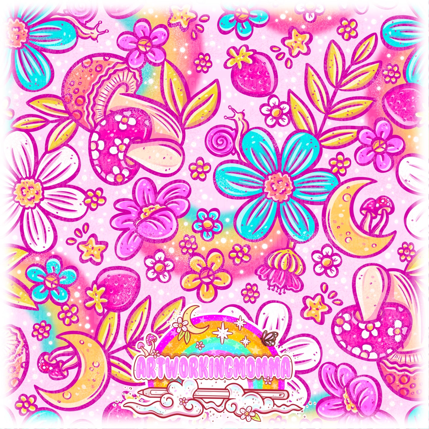 Rainbow Groovy Floral
