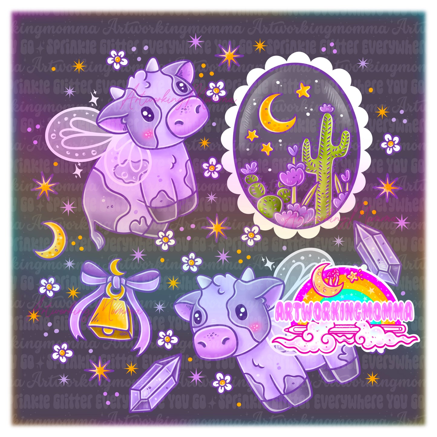 Purple Fairy Cows and PNG