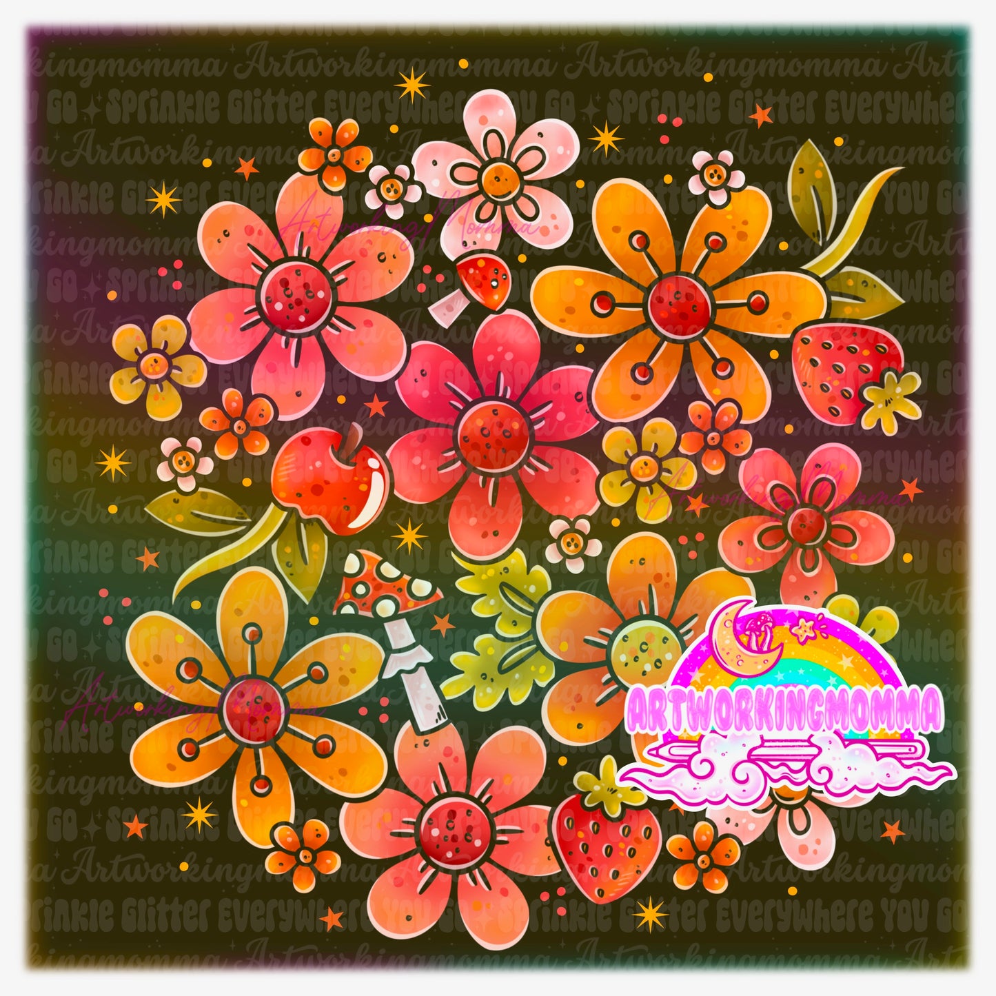 Red & Orange Floral and PNG