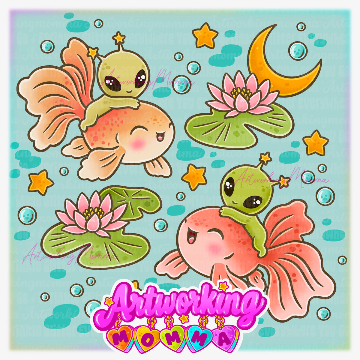Alien Goldfish Riders & PNG