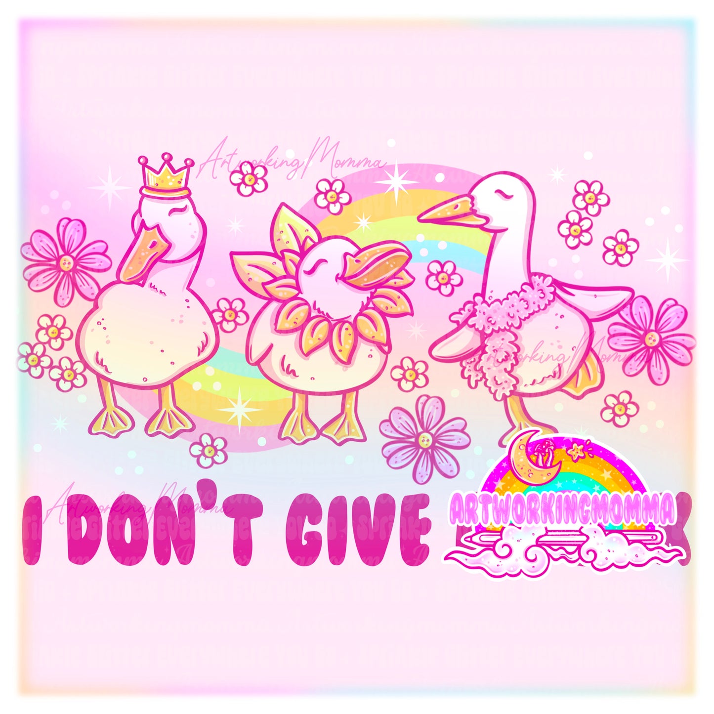 Happy Ducks Rainbow Ombré and PNG (removable text)