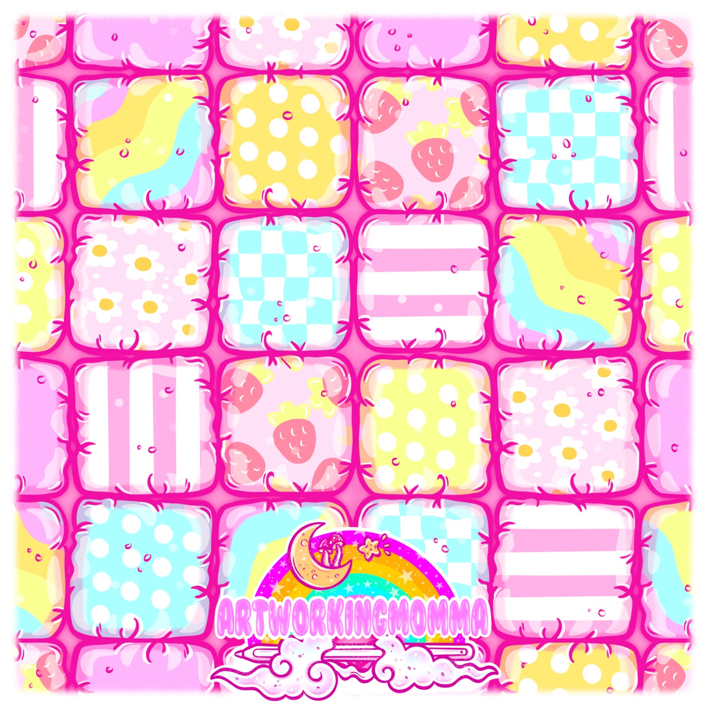 Girly Back 2 School Puffy Quilt