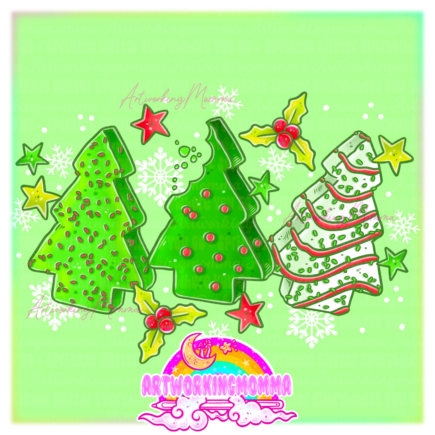 Green Christmas Cakes