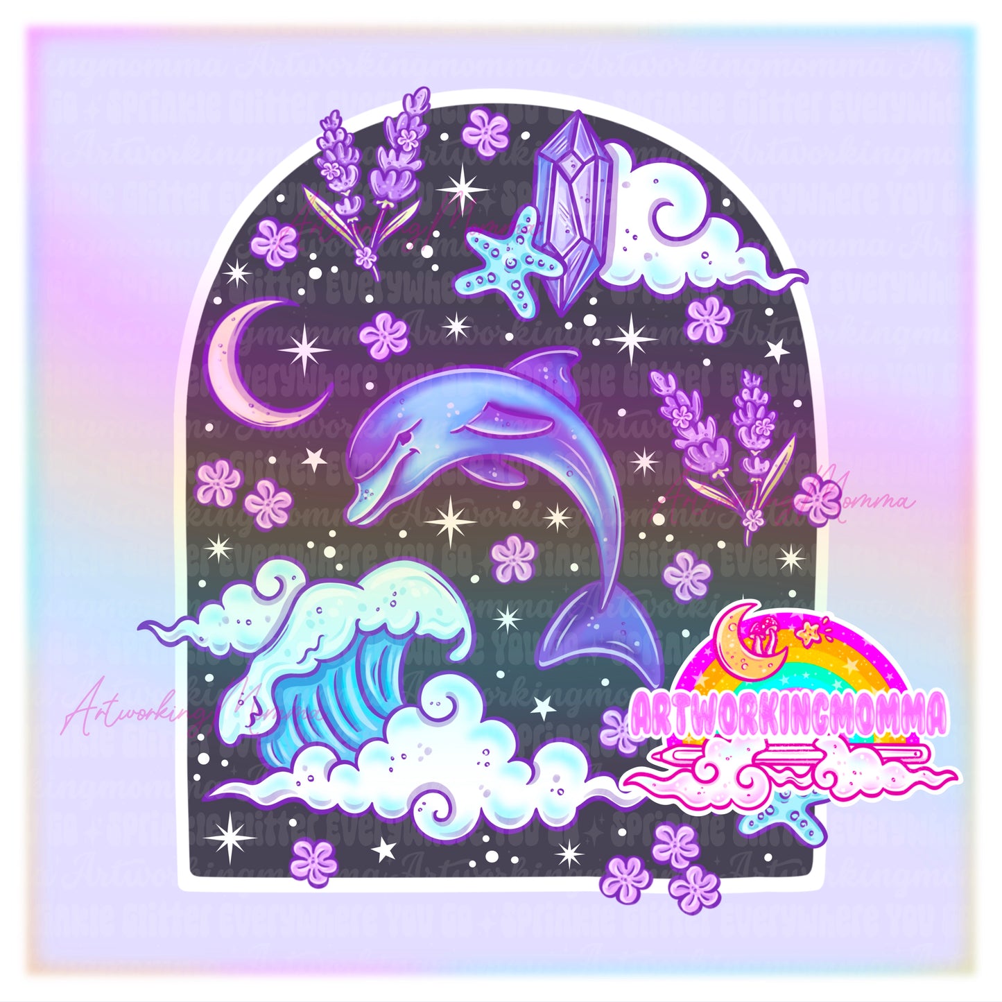 Celestial Dolphins Dark and PNG