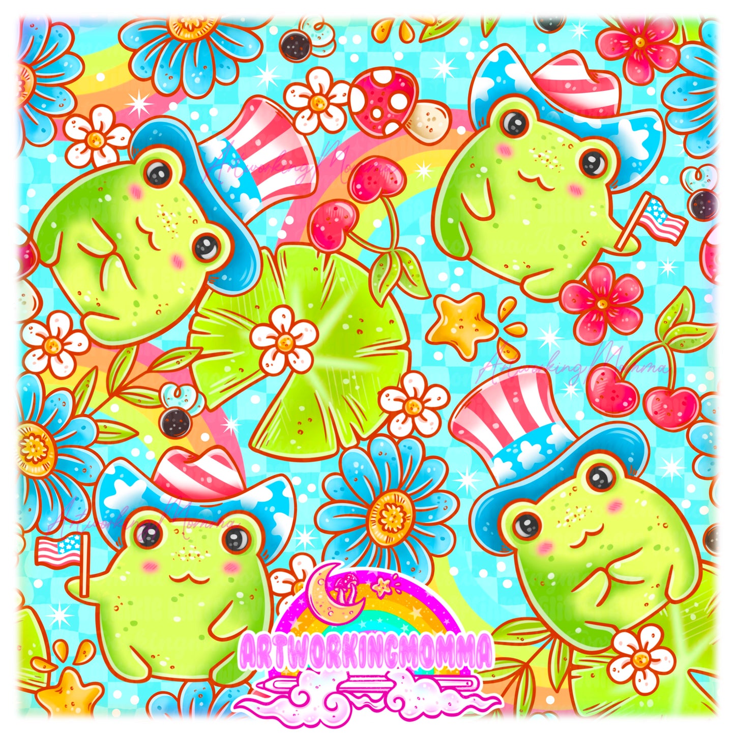 Red White and Blue Frogs