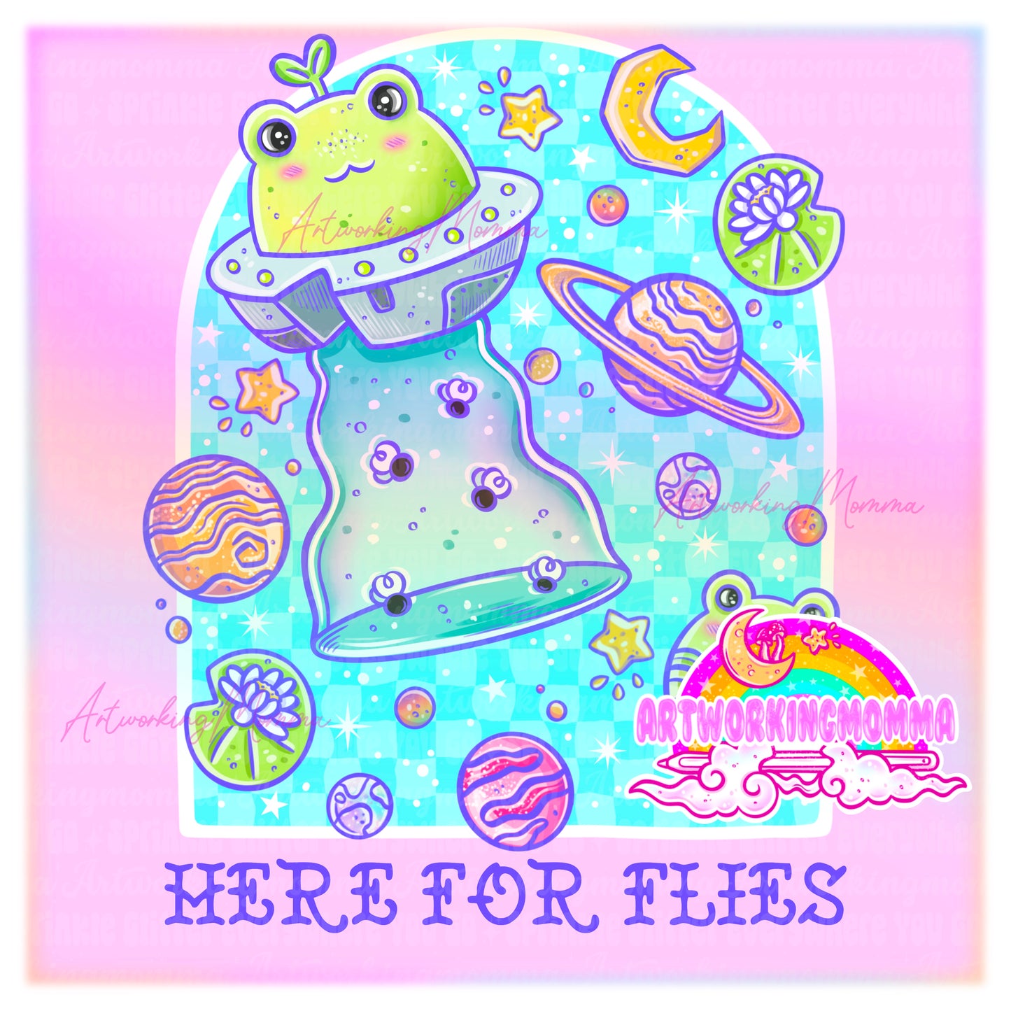UFO FROG Blue Checkered and PNG