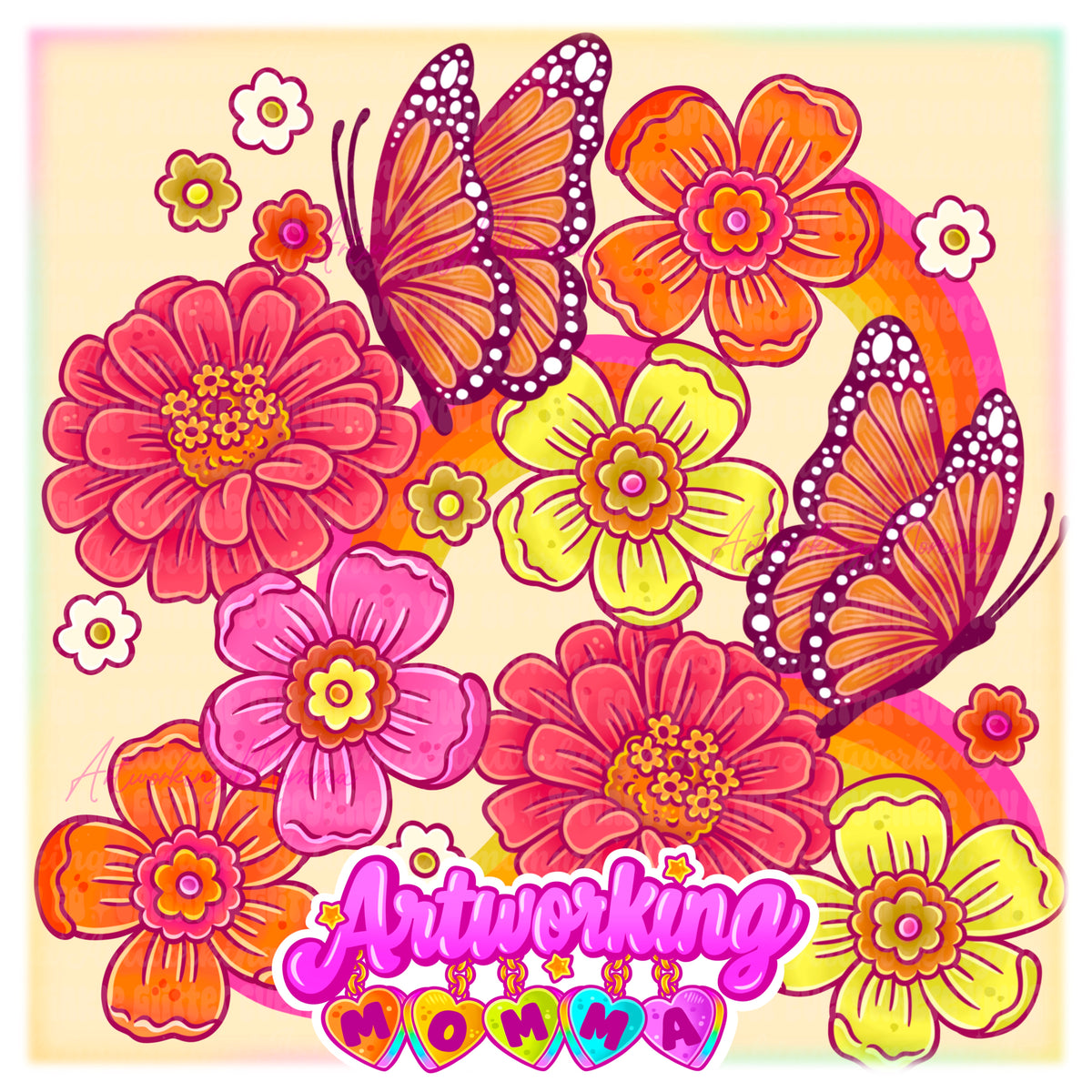 Monarch Butterflies Floral & PNG