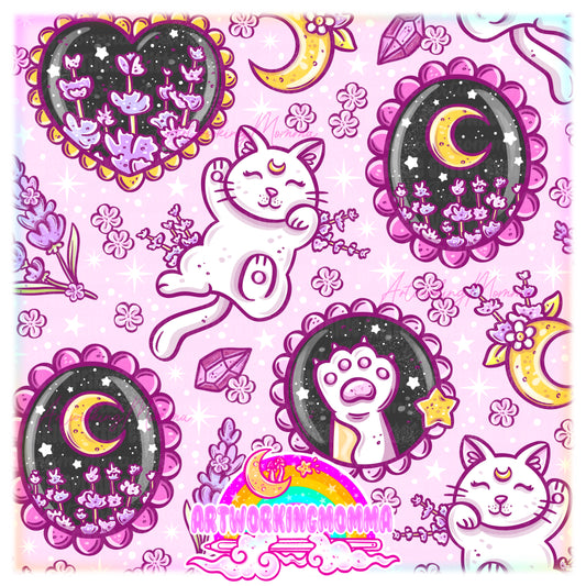Lavender Kitties Light Purple and PNG