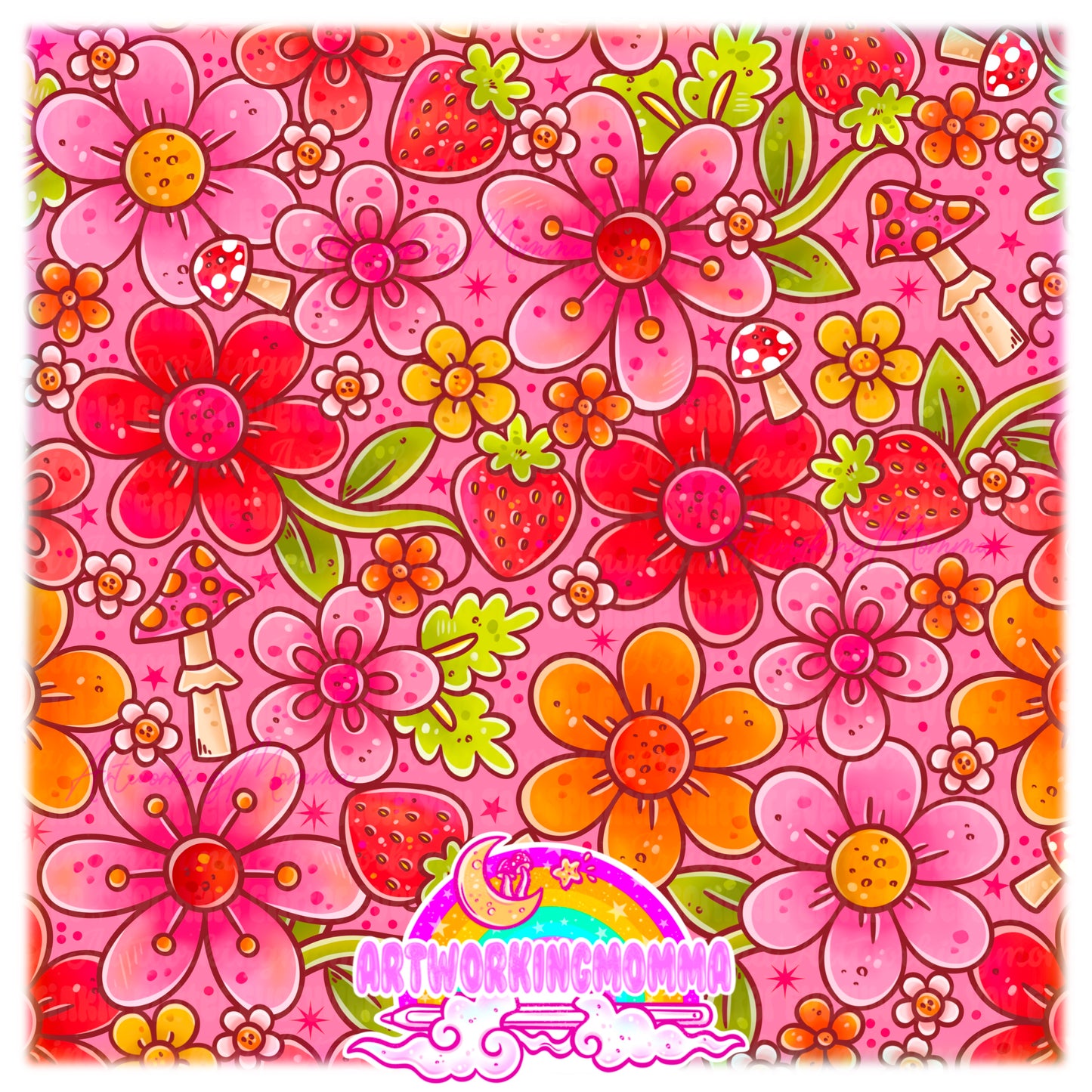Cottagecore Strawberry Floral and PNG