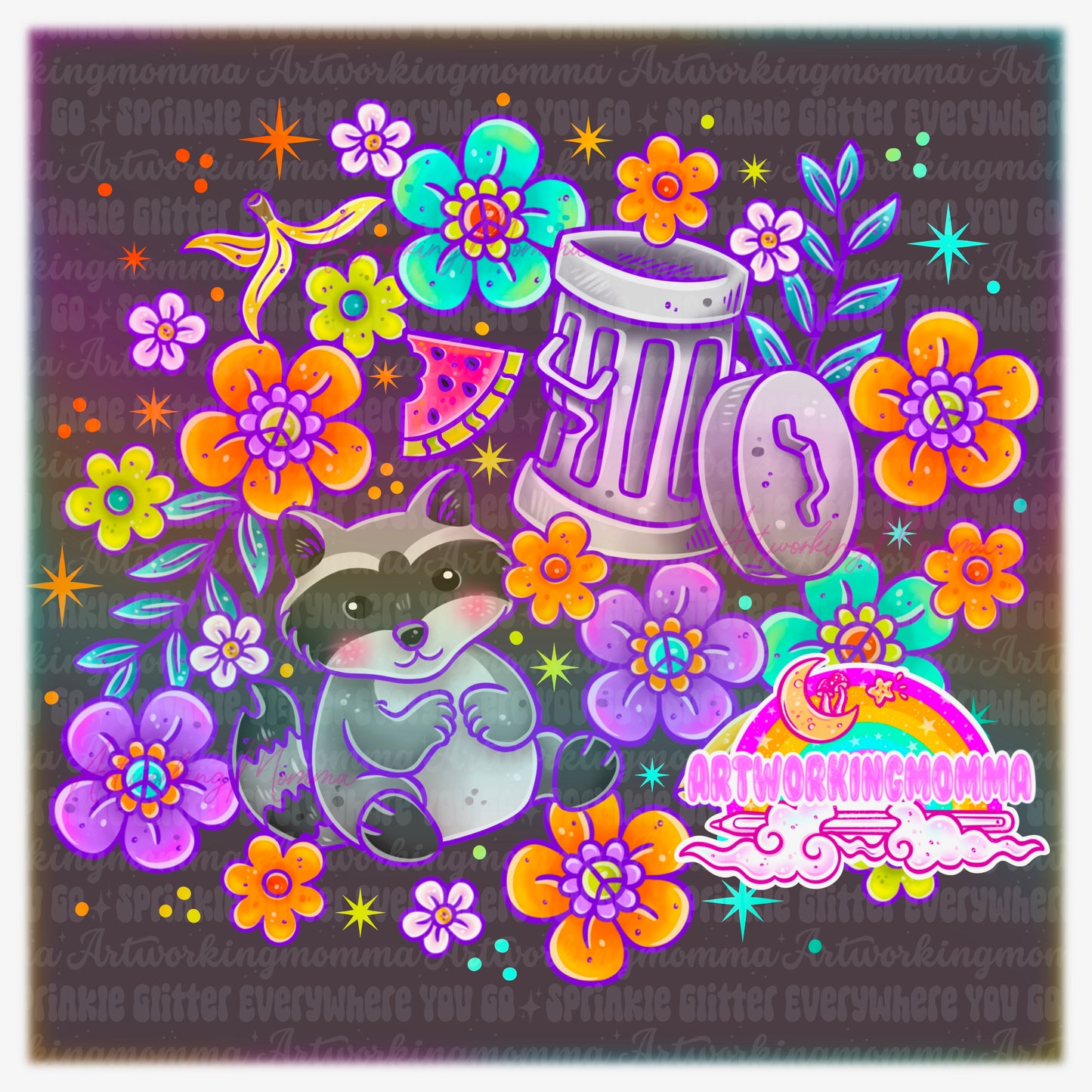 Floral Raccoons and PNG