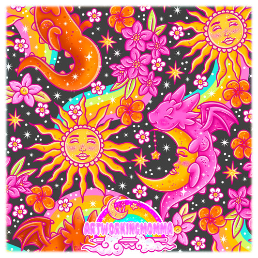 Pink and Orange Celestial Dragons and PNG