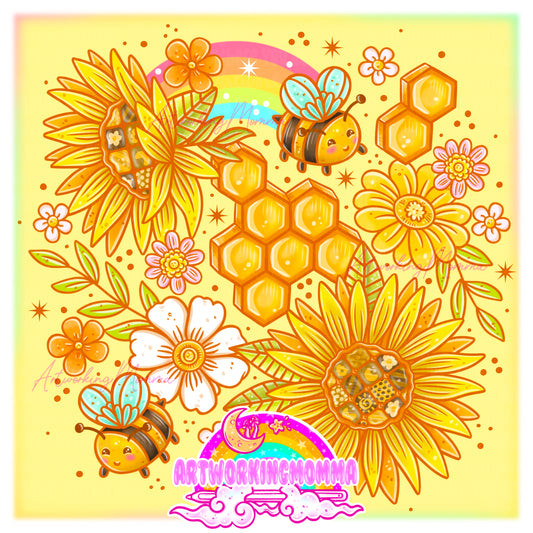 Quilted Sunflowers and Bees Yellow