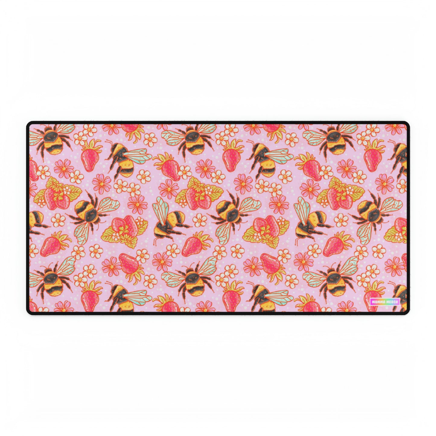 Strawberries and Bees Desk Mat