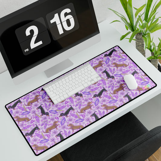 Lavender Weenie dog Desk Mat