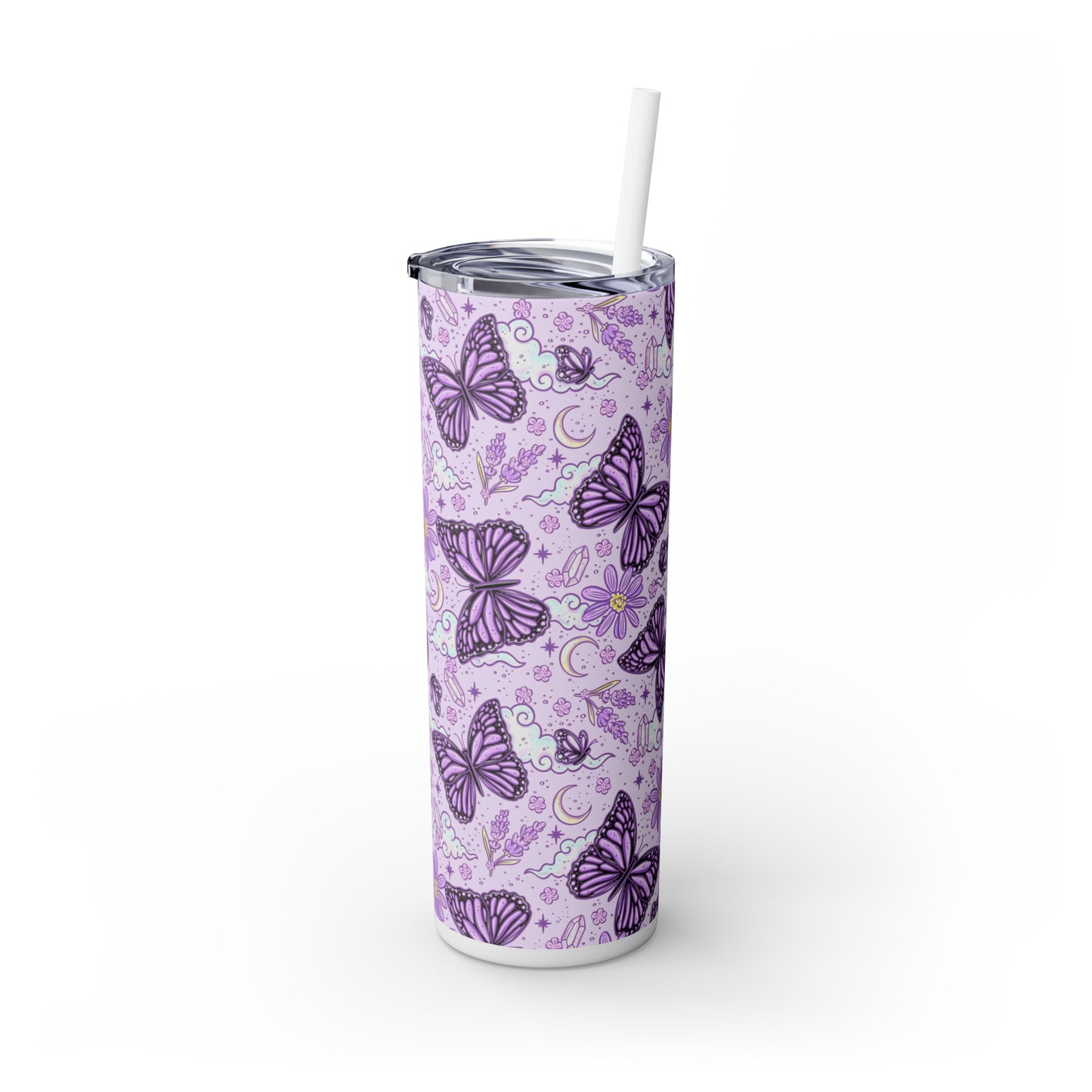 Magical Butterfly Skinny Tumbler with Straw, 20oz