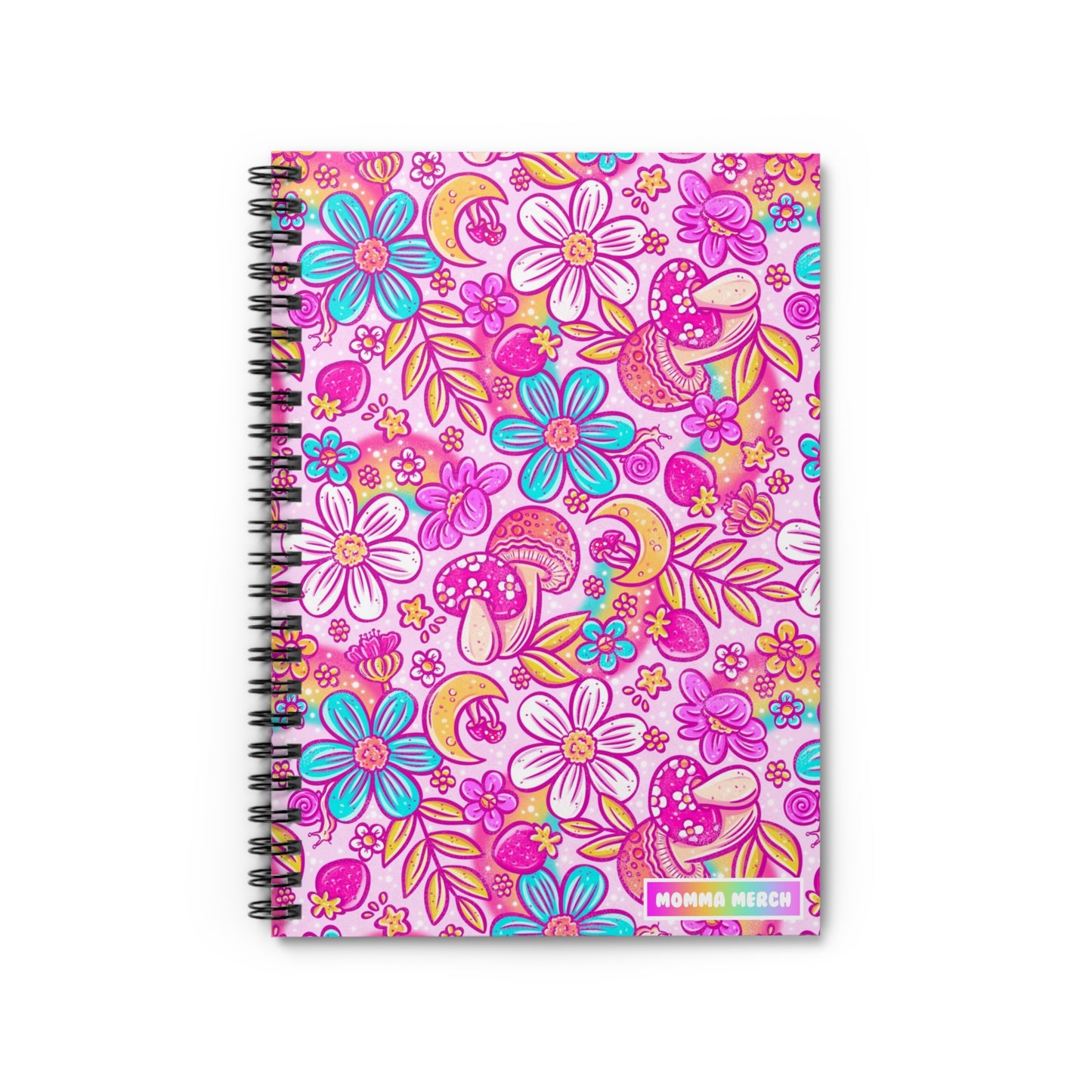 Rainbow Groovy Floral Spiral Notebook - Ruled Line