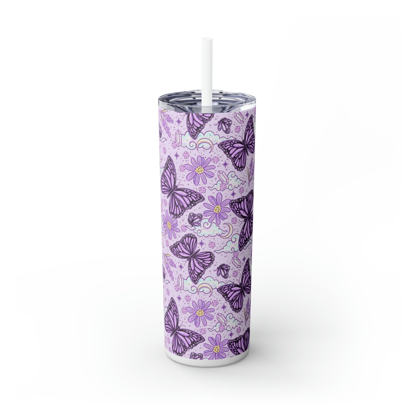 Magical Butterfly Skinny Tumbler with Straw, 20oz