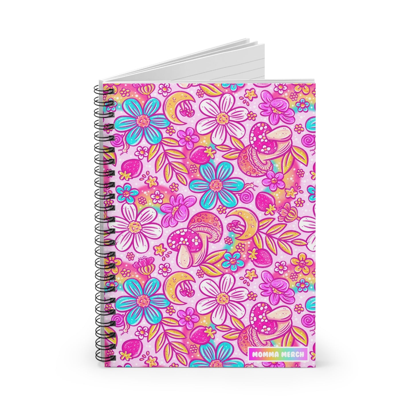 Rainbow Groovy Floral Spiral Notebook - Ruled Line