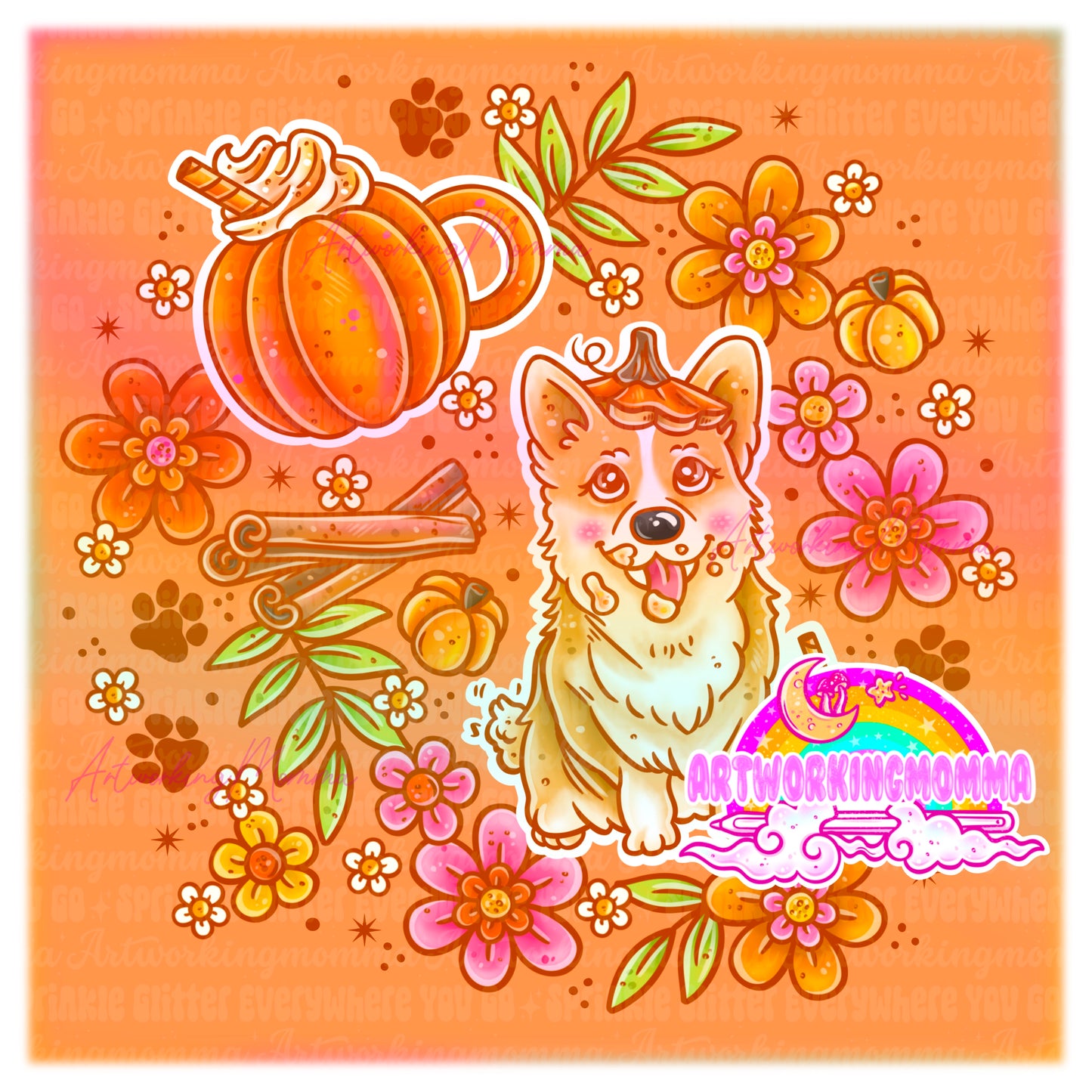 Pumpkin Spice Corgis and PNG