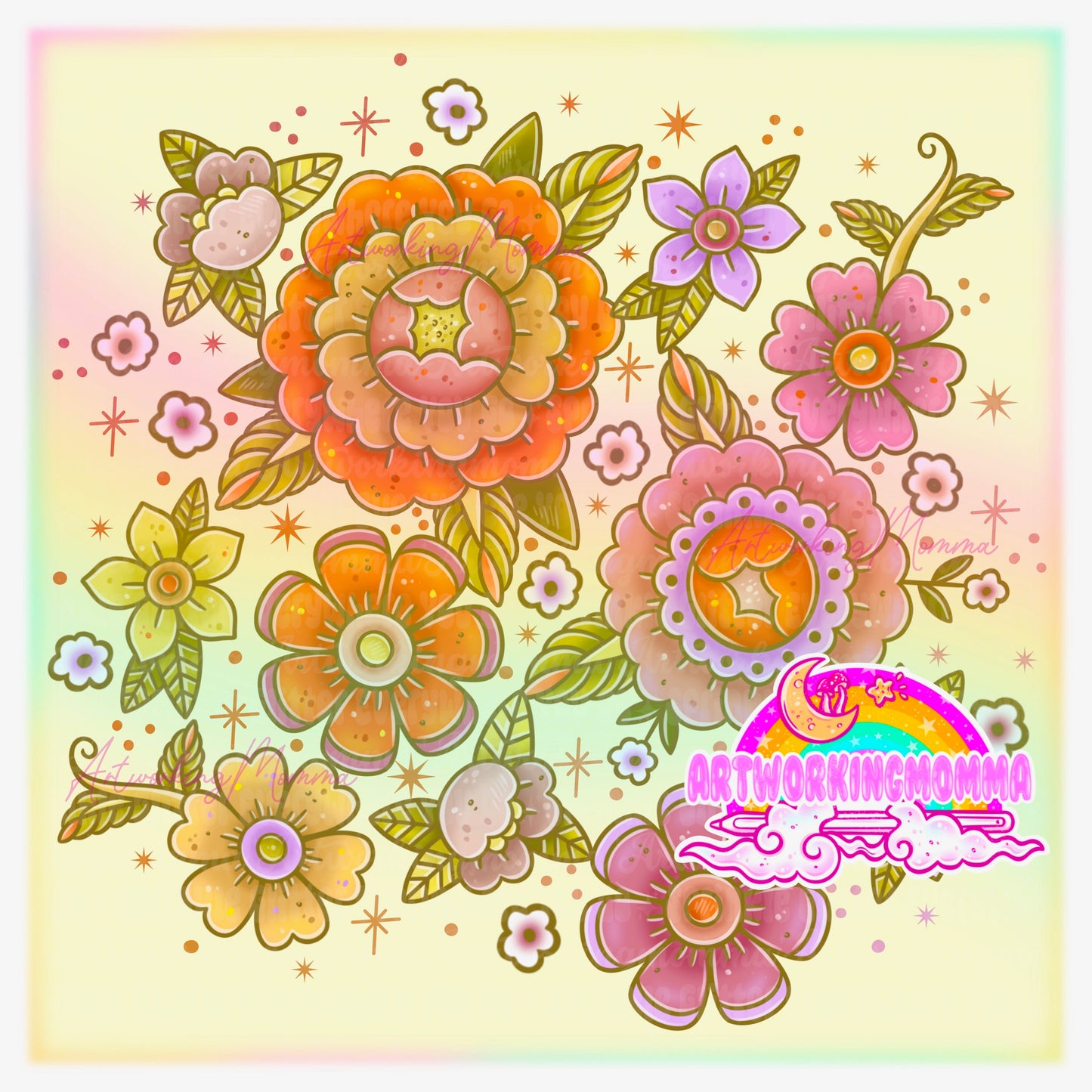 Pink & Orange Floral and PNG