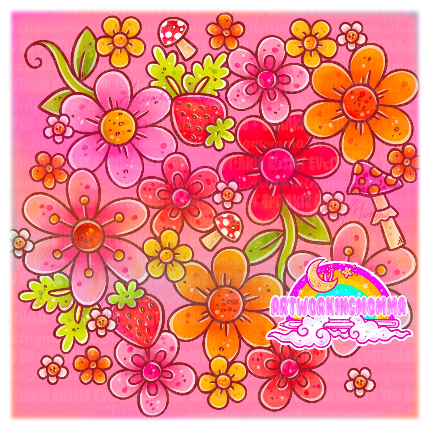Cottagecore Strawberry Floral and PNG