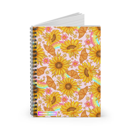 Rainbow Sunflower Spiral Notebook - Ruled Line