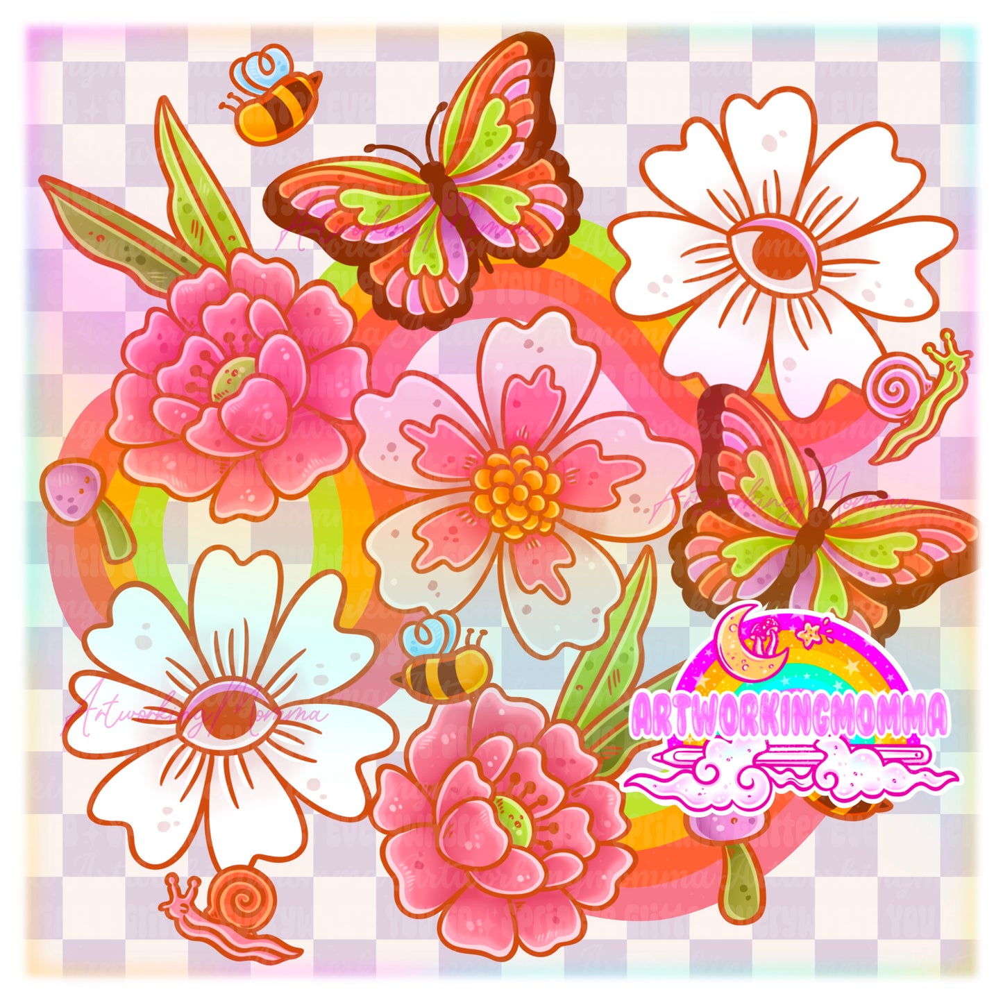 Retro Pastel Floral and PNG