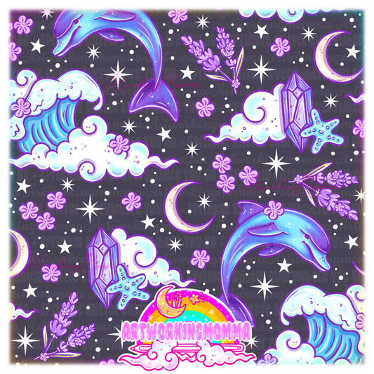 Celestial Dolphins Dark and PNG