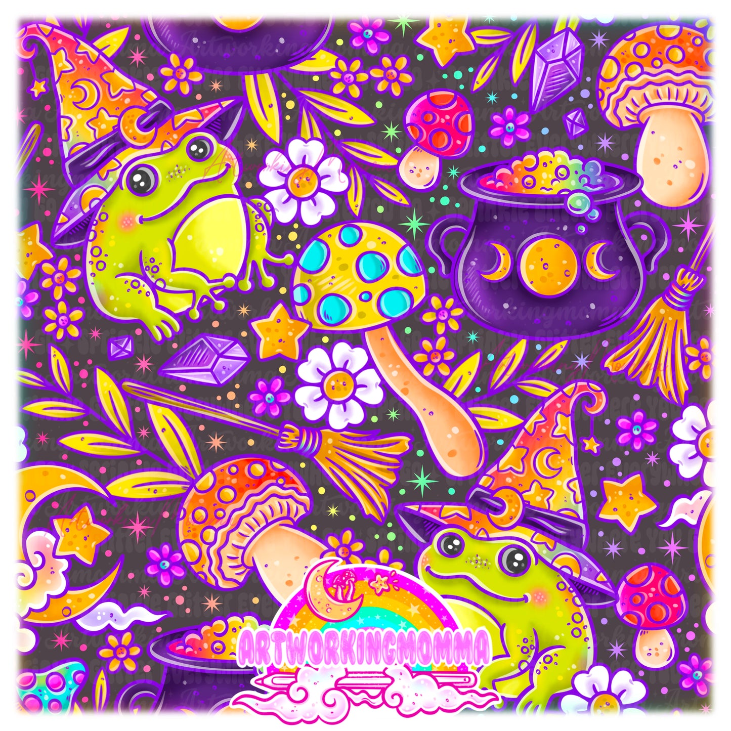 Colorful Witchy Frog and PNG