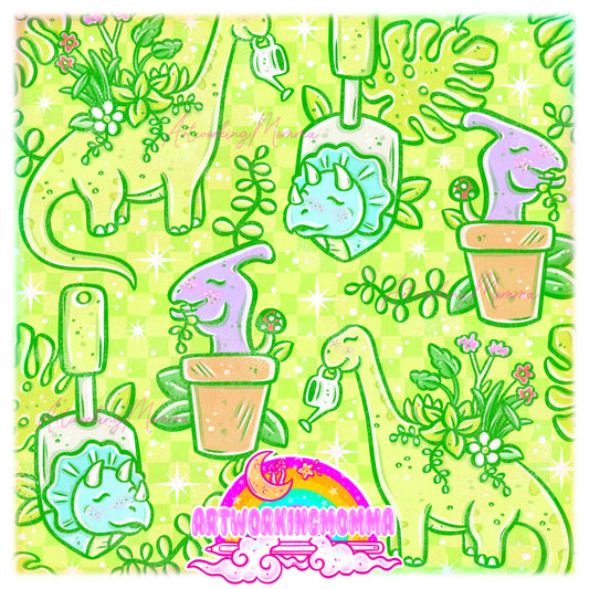Garden Dino’s Green Checkers and PNG