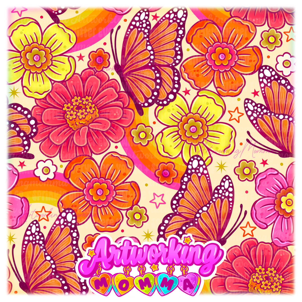 Monarch Butterflies Floral & PNG