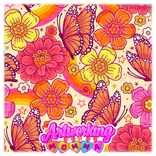 Monarch Butterflies Floral & PNG