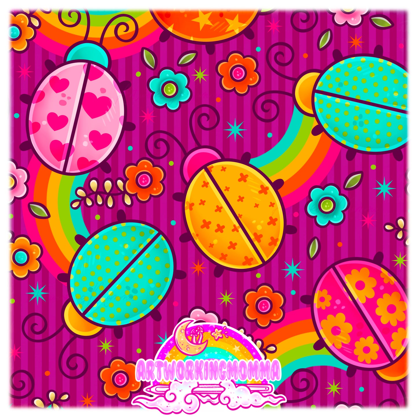 Retro Lady bugs and PNG