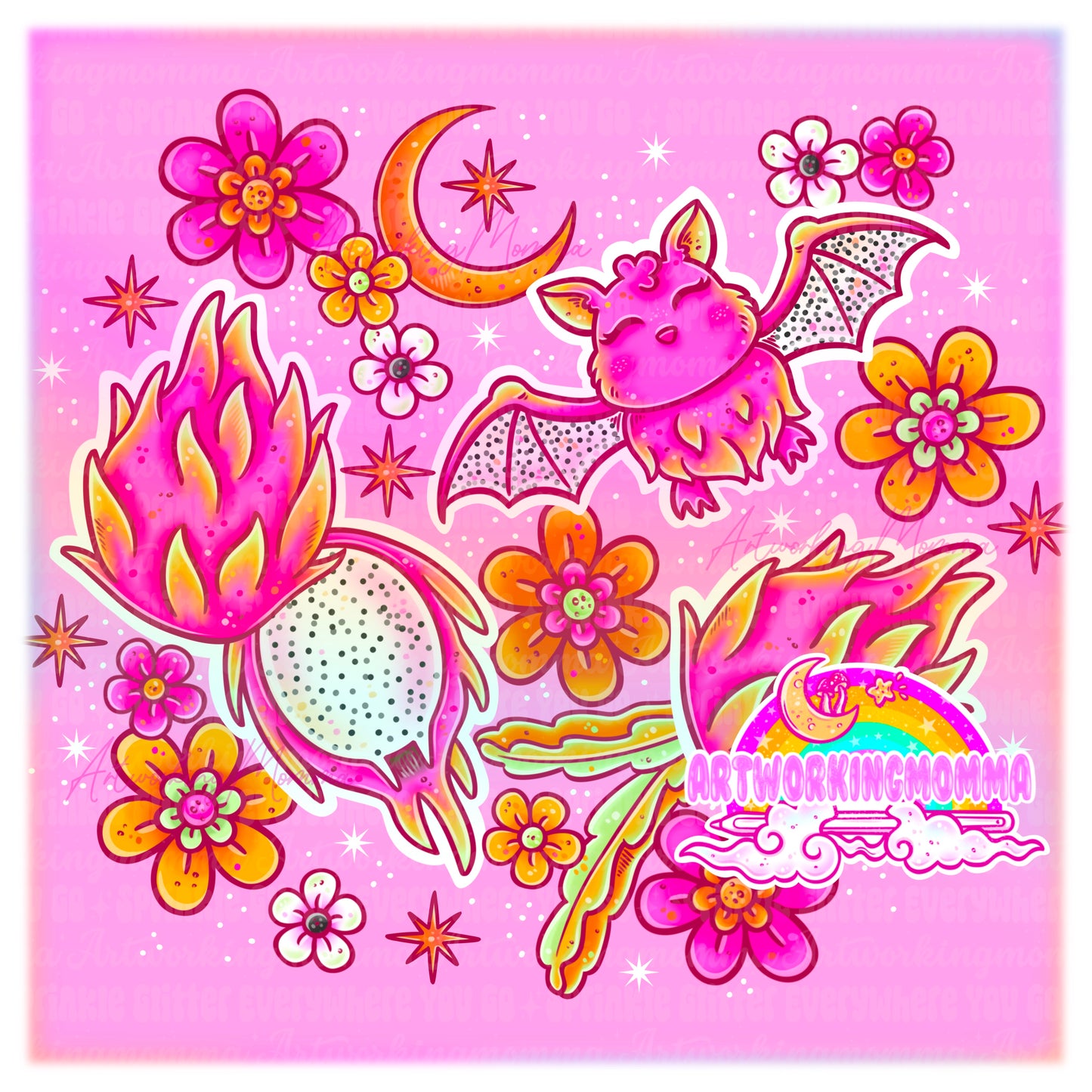 Dragonfruit Bats PNG