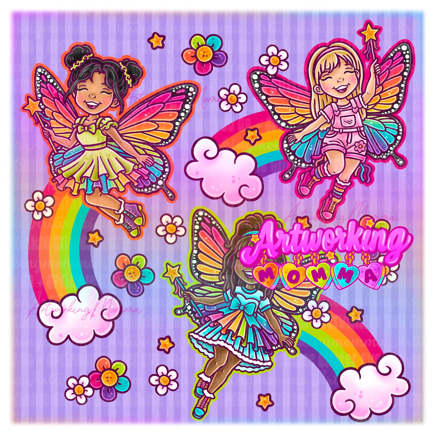 Rainbow Butterfly Fairies & PNG
