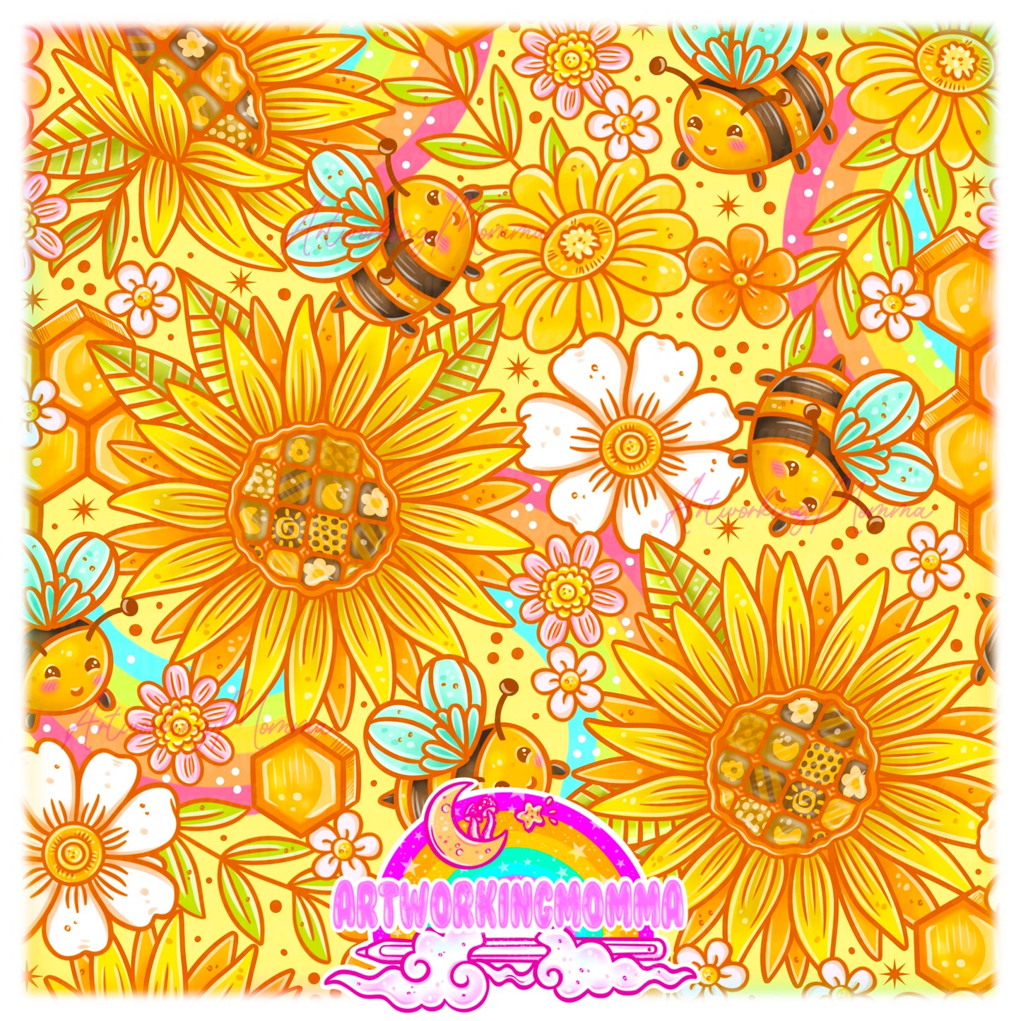 Quilted Sunflowers and Bees Yellow