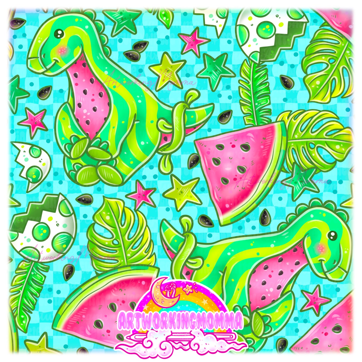 Watermelon Dino and PNG