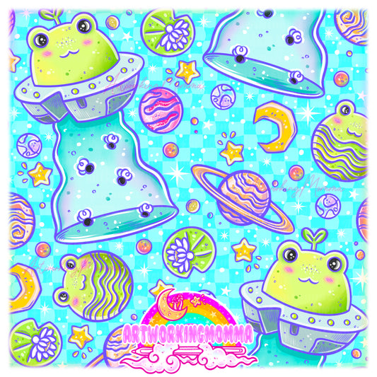 UFO FROG Blue Checkered and PNG
