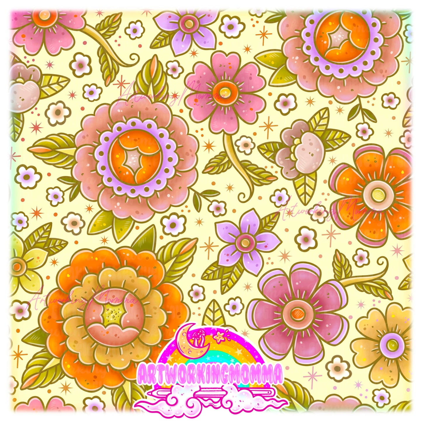 Pink & Orange Floral and PNG