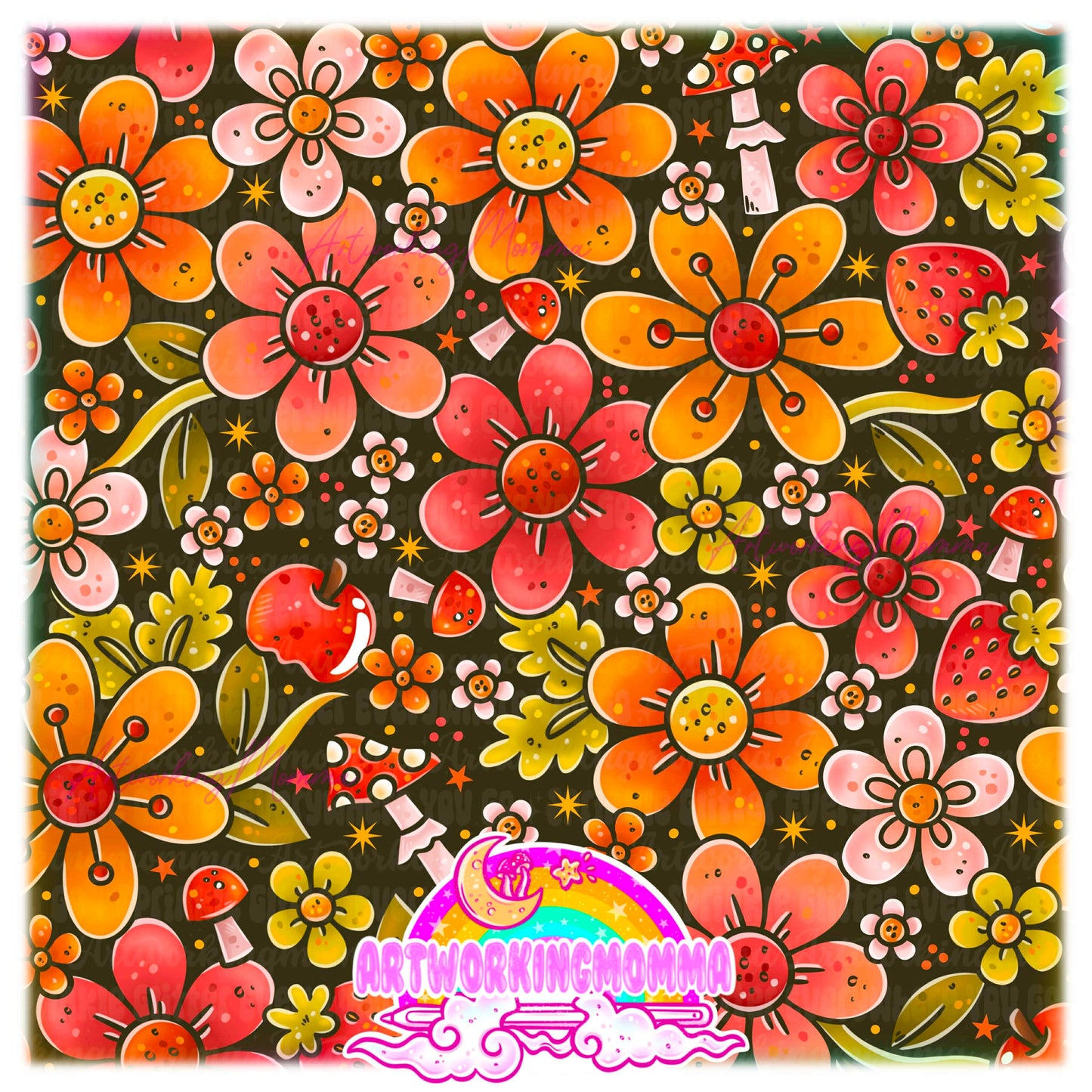 Red & Orange Floral and PNG