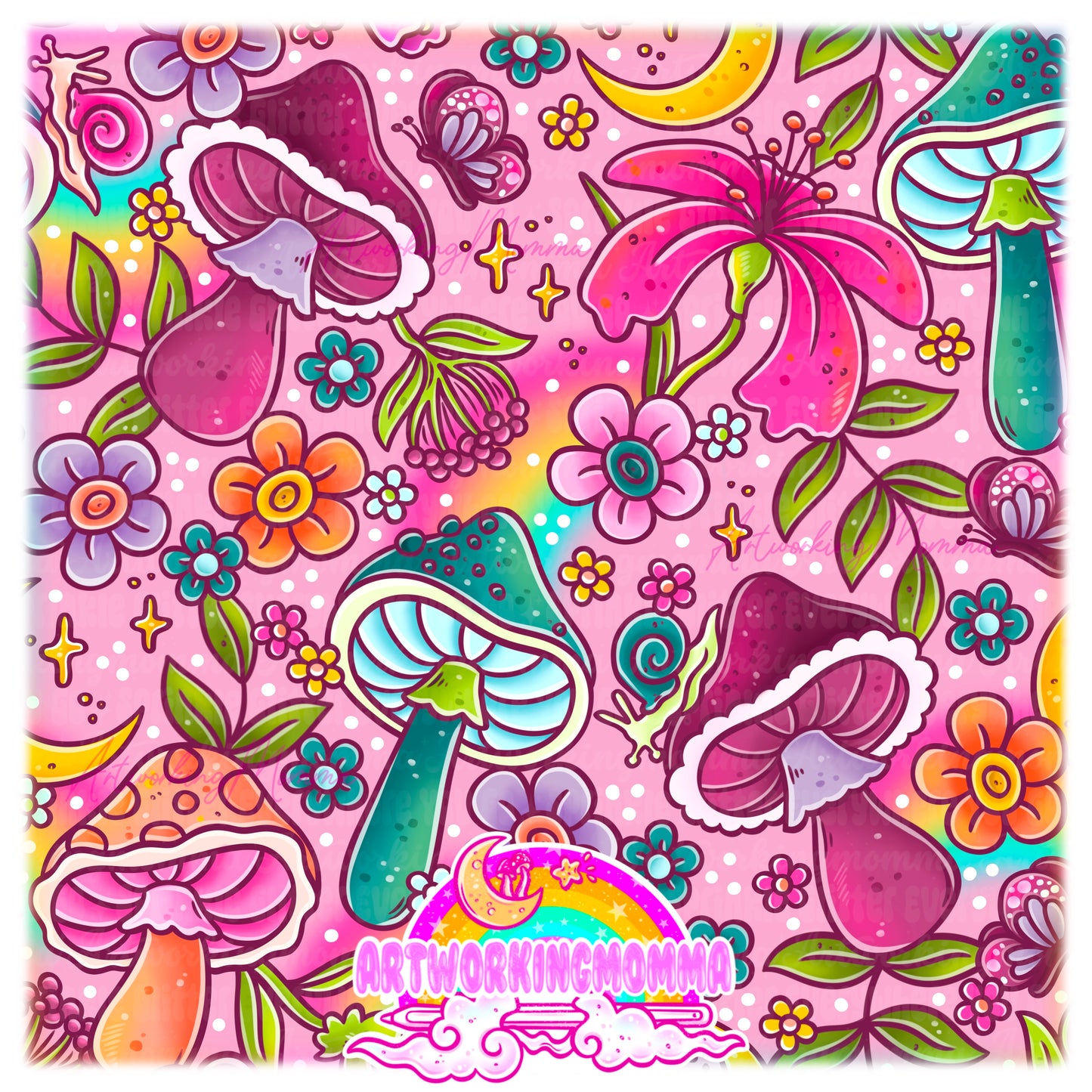 Colorful Mushrooms and PNG