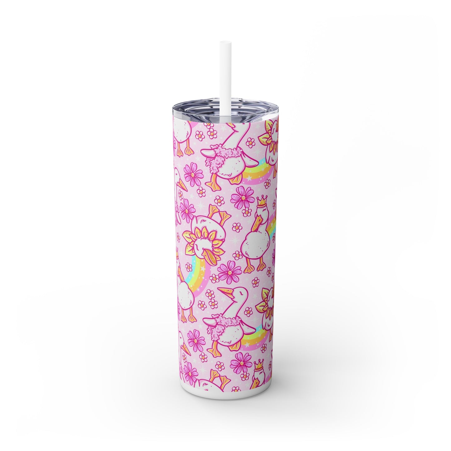 Happy Ducks Skinny Tumbler with Straw, 20oz