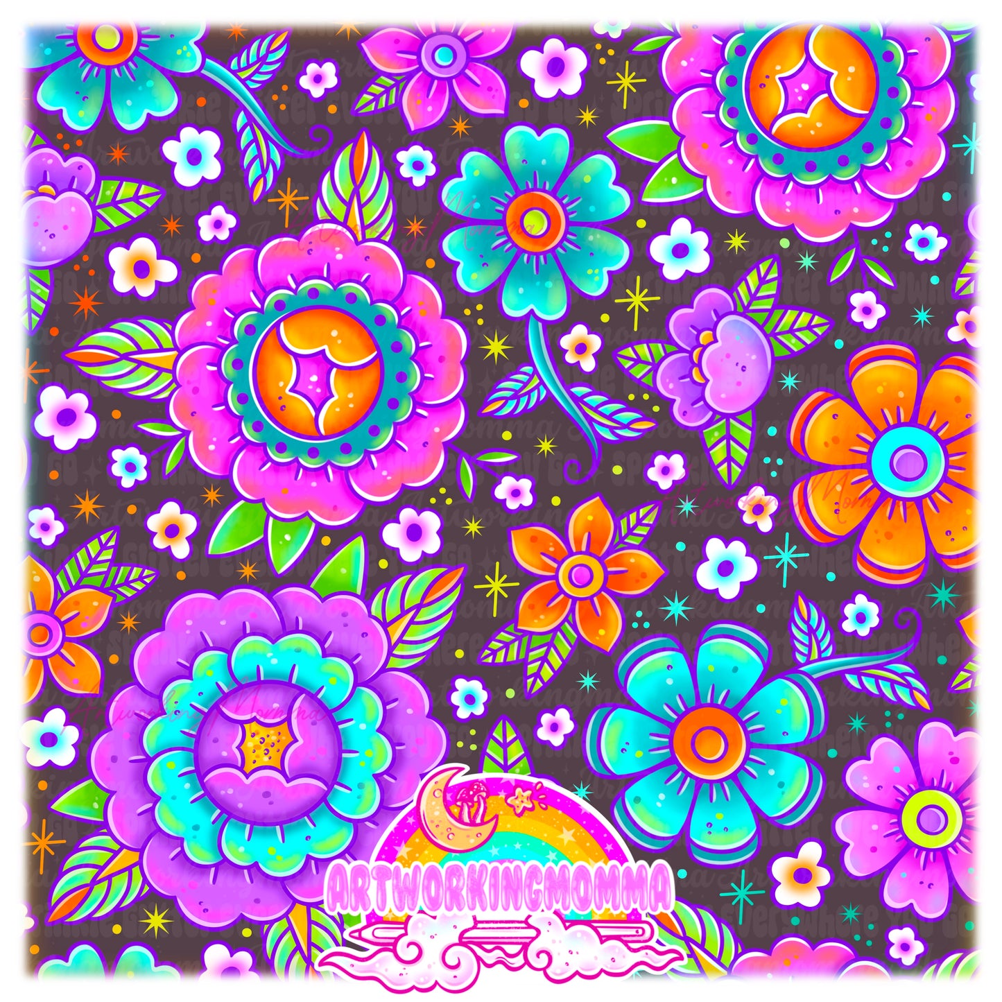 Neon Tattoo Floral and PNG