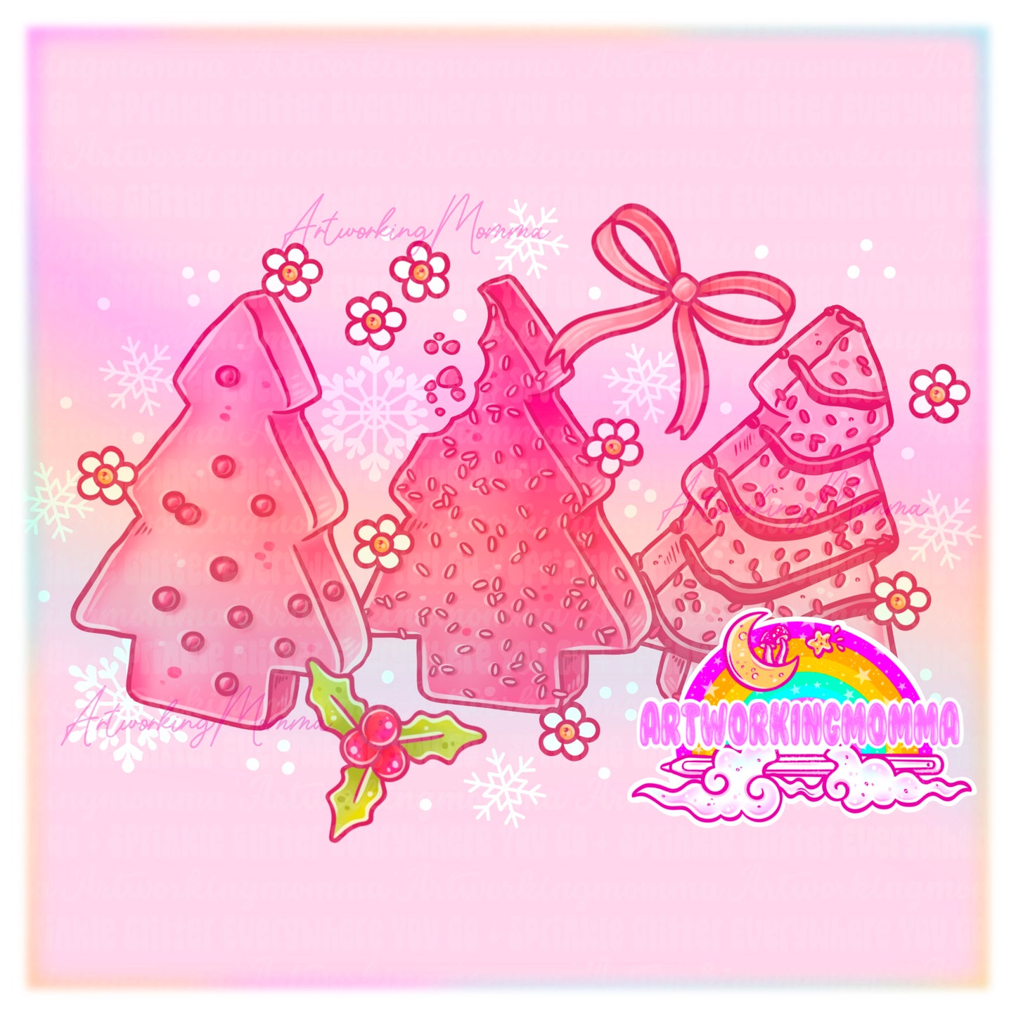 Pink Christmas Cakes